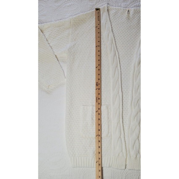 GRECERELLE Women's Chunky Loose Knit Open Front Solid Color White Cardigans 2XL - Picture 3 of 6